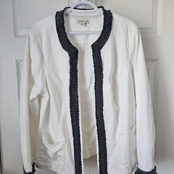 Coldwater Creek White Jean Jacket with blue details - Size 20 - Picture 1 of 4